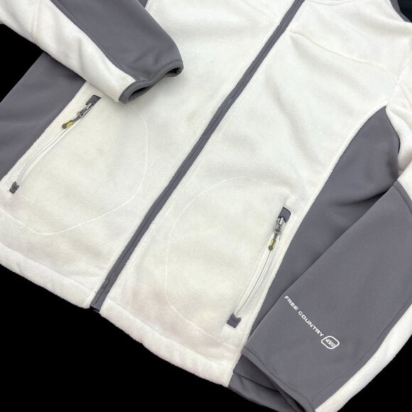 Free Country Off-White Gray Fleece Jacket Womens XL X-Large - Picture 3 of 4